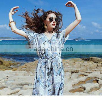 Summer New Design Casual Dresses Beach Wind Style Printing High-waist Elegant Thin Ladies Long Chiffon Dress photo-5