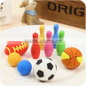 Cute 3D Football Basketball Soccer Bowling Shape Erasers Set photo-2