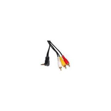 3.5mm 4C Right Angle Plug to 3 RCA Male AV Cable