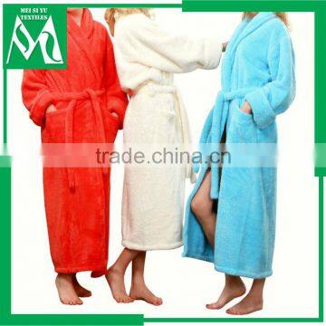 luxury plush polyester microfiber fleece bathrobe wholesale
