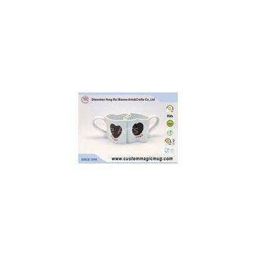 Cute Heart Shape Porcelain Couples Coffee Mugs , Porcelain Personalized Coffee Travel Mugs
