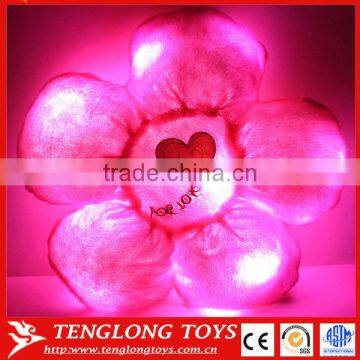 Colorful stuffed red flower shape light up pillow