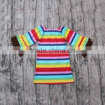 Yawoo 2017 wholesale girls rainbow color spring dress girl daily wear dress