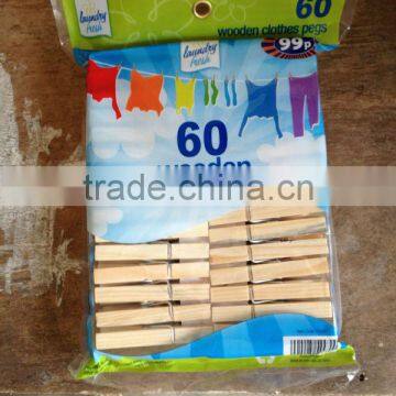 60pk decorative wooden clothespin for clothes hanging