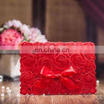 Red Rose 6003 Luxury Free Customized Printing Wedding Invitation Cards