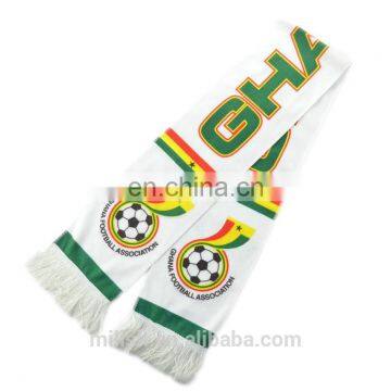 SC-0024 Acrylic soccer scarf custom print knitted jacquard GHANA football fan scarf