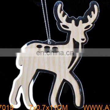 2014 new wooden&glasses Christmas reindeer hanging ornament manufacturer