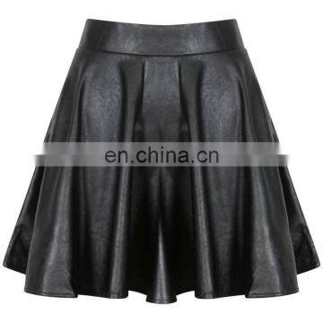 Lady's Faux Leather box pleated skirt