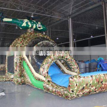 Camouflage theme giant inflatable bouncer house n obstacle course combo for sale