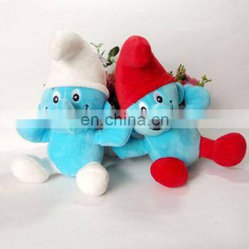 OEM stuffed cartoon smurf plush toy vivid blue elf sucker plush toy