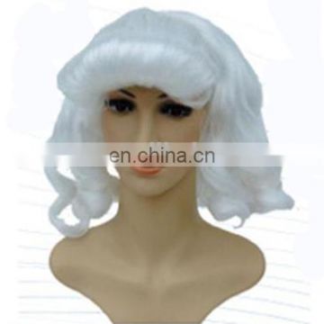 MCW-0376 Party Masquerade synthetic short women Hot curly white wig