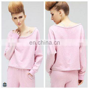 T-WH547 Alibaba Factory Ladies Raw Design Pale Pink Blank Sweatshirts