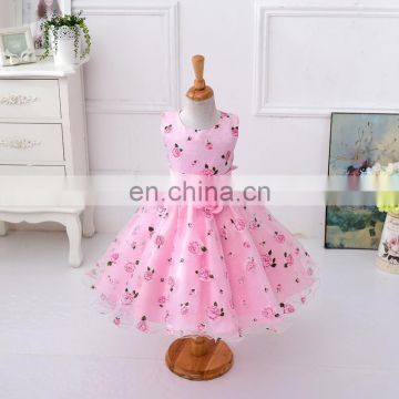 Cute Pink Floral Print Flared Party Dress