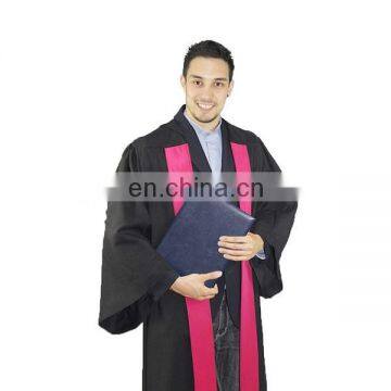 Doctoral Gown-Black Color Polyester With Pink Front Banner