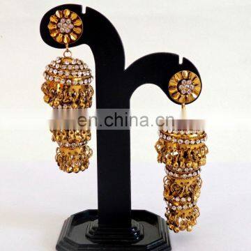 Wholesale 2015 indo western style earring-Fashion Wear Gold Plated Jhumka Earring-Metal Jhumka Earring-CZ jhumka Earring