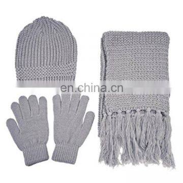 Custom Winter Hat Knitted Gloves 100%arcylic Scarf Set With Embroidery photo-2