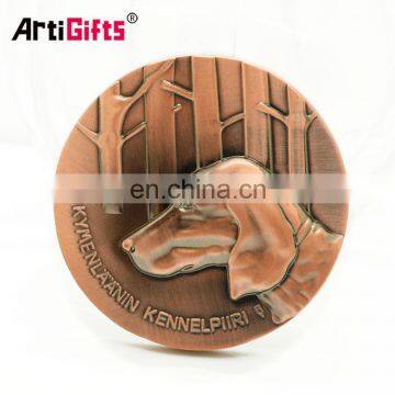 Die Casting Copper French Funny Souvenir 3D Dog Medal Coin