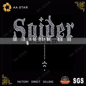 Bling "Spider" letter crystal rhinestone motif for clothing