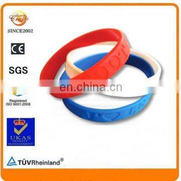 cheaper custom rubber silicone embossing Wristband ring