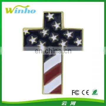 Christian Cross Pin with USA Flag/lapel pin badge