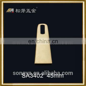 Zinc Alloy Garment Metal Zipper Puller, Gold Plated Garment Fitting Hardware