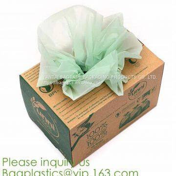 biodegradable and compostable garbage bin liners, kitchen bin liner compostable flat trash bag on roll, bin liner in rol