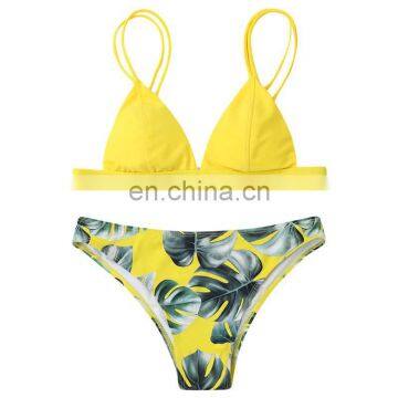 Women's Swimming Suit Sexy Bikini Swimsuit Women Swimwear Bikini Set Print Leaves Push-Up Padded Bathing Swimsuit Beachwear