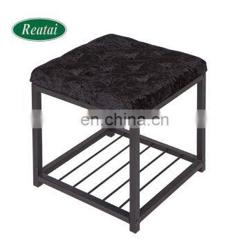 Reatai high quality customized velvet fabric indoor metal seat bench sofa