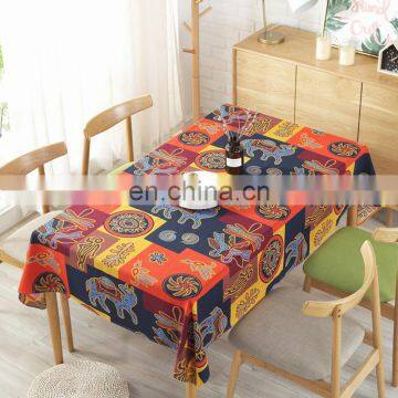 Factory Wholesale Customize Logo Tablecloth Mayan Style Table Cloth Cotton Linen Table Cloth Decorative
