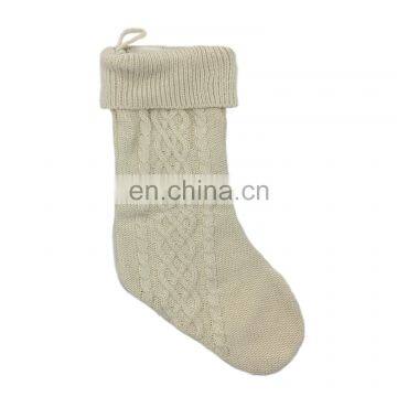 Wholesale Decorative Knit Sandy Beige Christmas Socking for Christmas