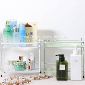 Nordic Fashion Wrought Iron Double Table Top Kitchen Shelf Bathroom Cosmetic Storage Rack photo-3