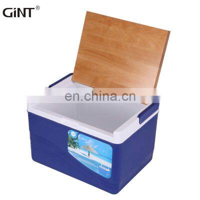 GiNT Wooden Lid Portable Hard Cooler Cooler Box Insulated Ice Cooler Boxes with PU Foam