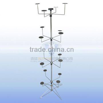 Metal rolling hat display rack with 4 tiers