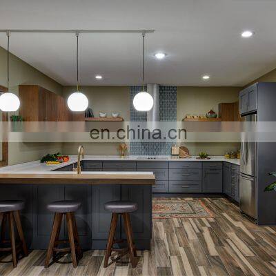 Custom Matt Color Lacquer Ready Assemble Modular Kitchen Cabinet With Island