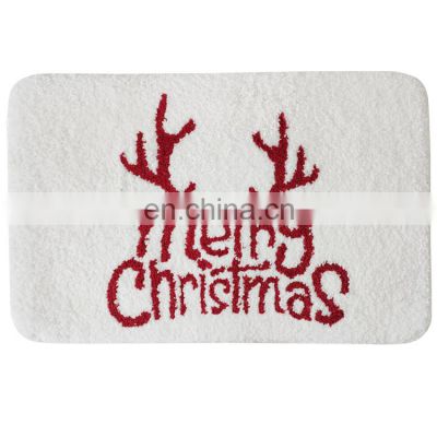 Non-slip polyester christmas microfiber water absorbent bathmat Non Slip Shower Rug