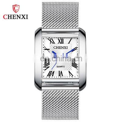 CHENXI 068A Men's Silver Stainless Steel Watch Unisex 3 ATM Water Resist Quartz Analog Couple Watch