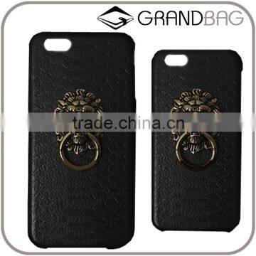 High Quality Fashion Black Lion Head Genuine Python Pattern Leather Mobile Cell Phone Case for Iphone6s or for Iphone6s Plus