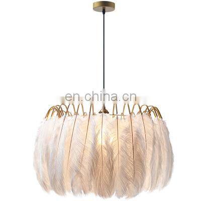 White Black  Feather Ceiling Design Indoor Lamp Elegant Modern Pendant Chandelier Light