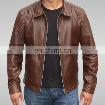 men's fashion 2020 leather jacket for winter brown color