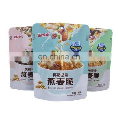 Heat seal standing up pouches edible packaging food mylar oatmeal cereal foil snack packaging bag