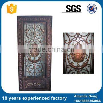 Top Quality Newest Wood Main Door With Wrought Iron Grill Design photo-2