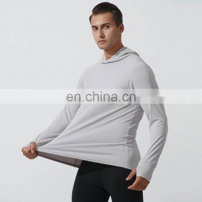 Hot Selling Men's Casual Jogging Sports Hoodie Thumb Hole Quick Dry Long Sleeve Workout Fitness Pullover Gym Shirt Clothes