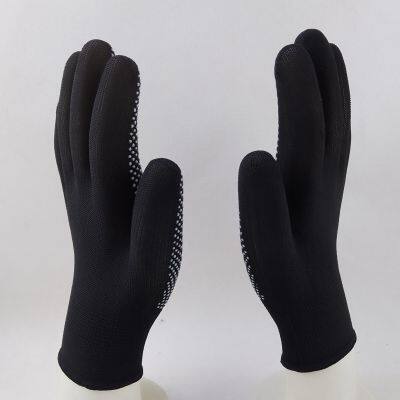 Black Polyester Thread Knitted PVC Dot Palm Coated Anti-slip Safety Work Gloves photo-5
