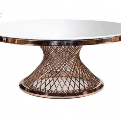 Luxury modern glass round stainless steel dining table 10 seater dining tables for restaurant