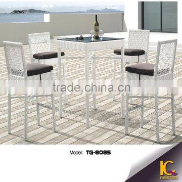 Low price simple style rattan patio bar furniture set high top bar tables and chairs                        
                                                Quality Choice