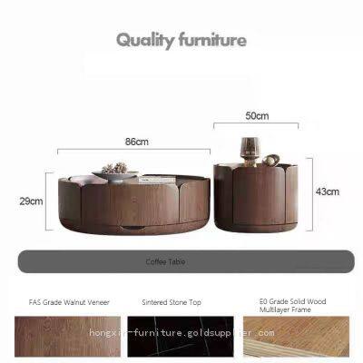 Durable Sintered Stone Table Top Wood Coffee Table photo-5
