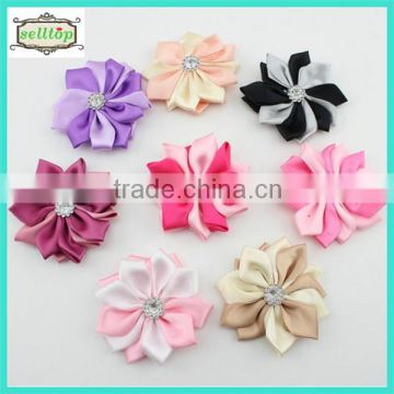 6cm satin ribbon handmade flowers for baby clothes