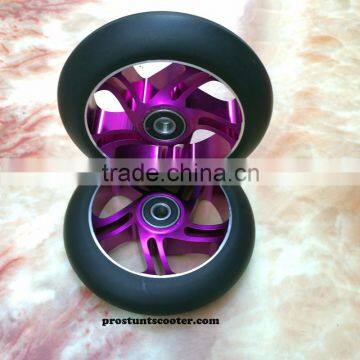 110 mm black scooter wheels with purple metal core fit Fuzion Scooters