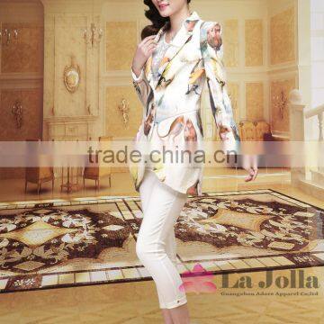 2016 Hot Sale Ladies Fashion Printing Flowers Long Skinny Suit Coat Office for Women Quality Choice photo-2