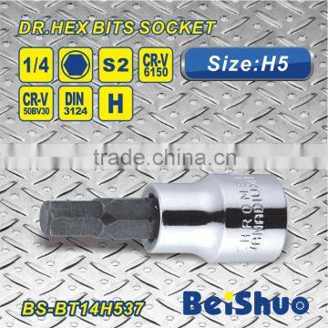 MADE IN CHINA 1/4"Dr. S2/6150 material H5 Hex Bit Socket Hand tool Screwdriver wrench bit